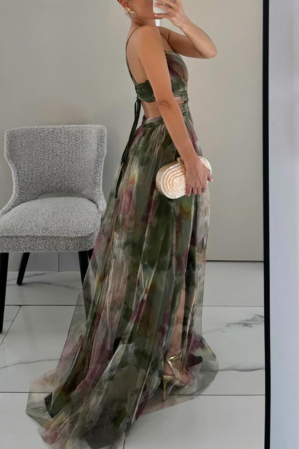Damenkleid Sommerkleid Imogen – Maxi Lang, Luftig – Orange/Grün – Größe S bis XL – Für Urlaub, Alltag & Hochzeit