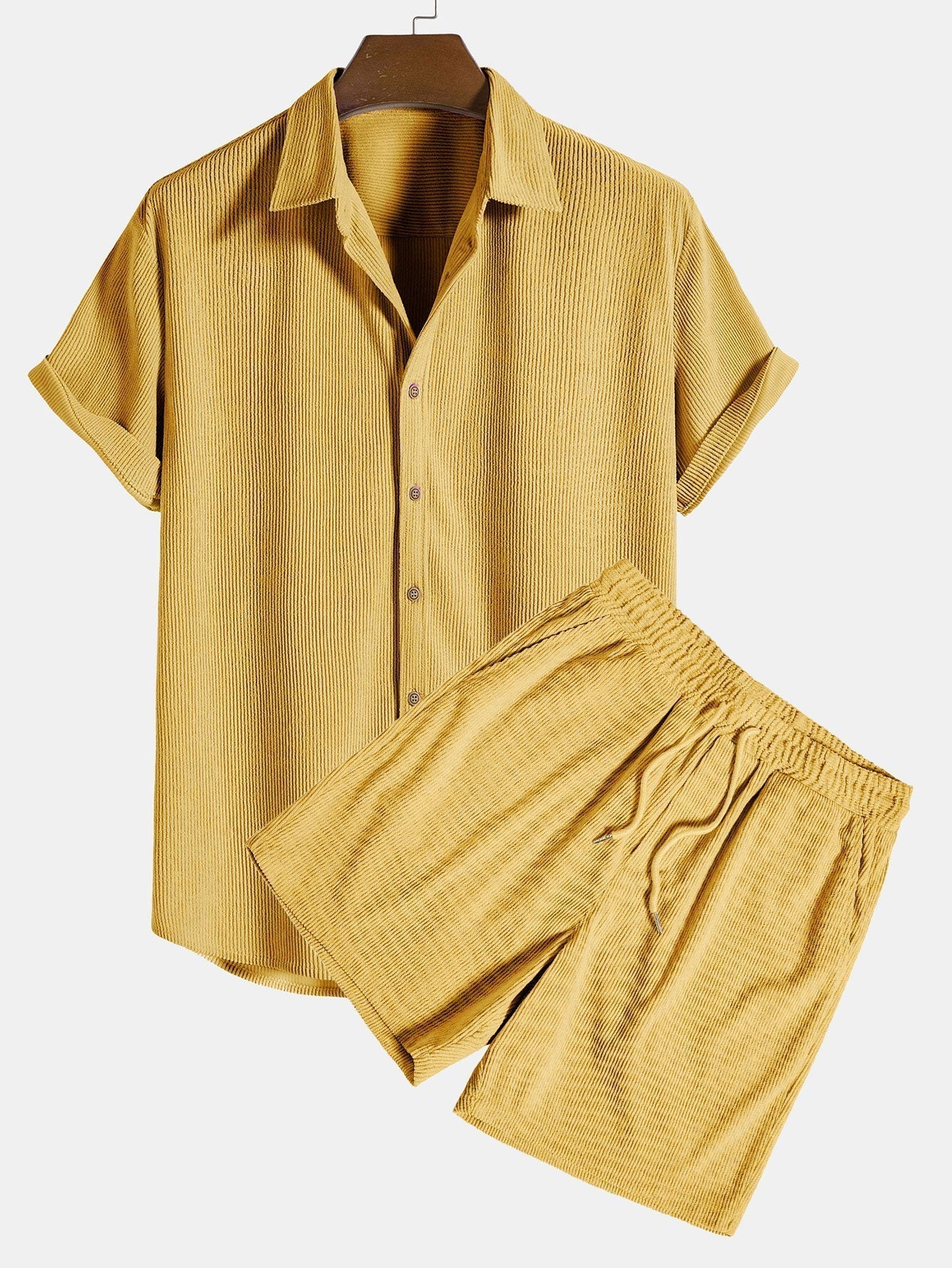 Klaus Herren Sommer-Set – Texturiertes Kurzarmhemd & Shorts – Stilvoll, Bequem & Luftig – Größe S–XXL