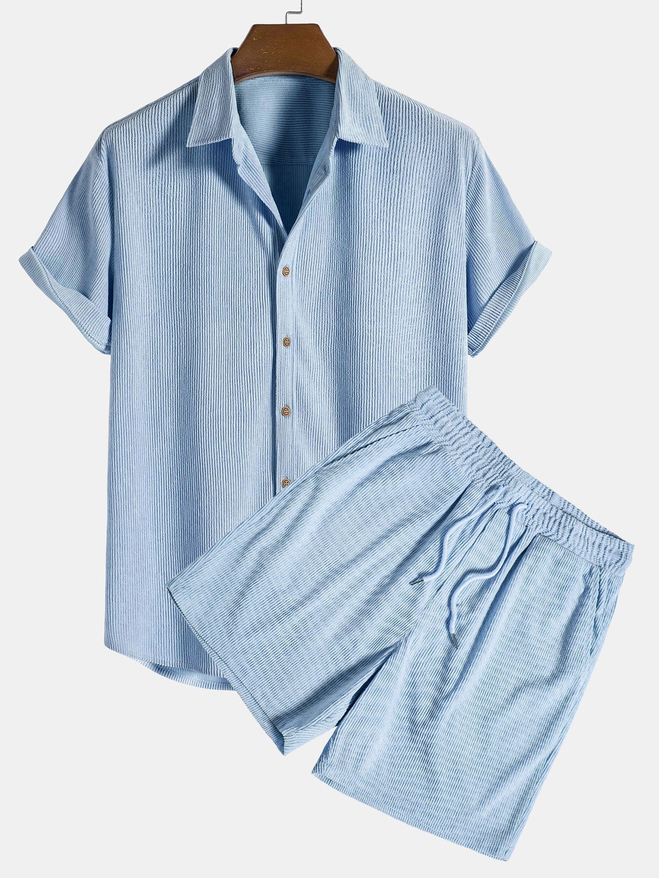 Klaus Herren Sommer-Set – Texturiertes Kurzarmhemd & Shorts – Stilvoll, Bequem & Luftig – Größe S–XXL