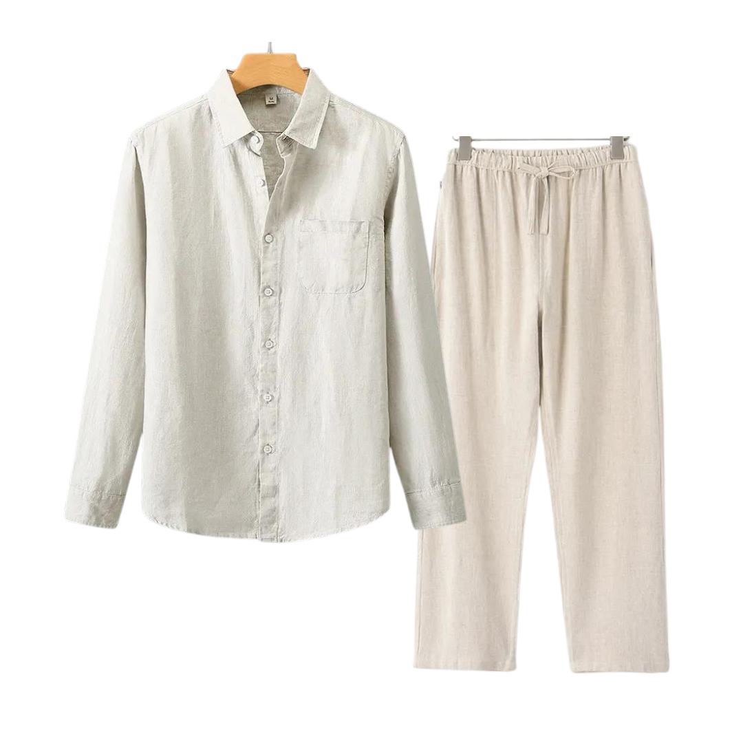 Herren Leinen Set - Old Money Stil - Klassisch & Stilvoll - Hemd und Hose - Verschiedene Farben - Größen S-XXL