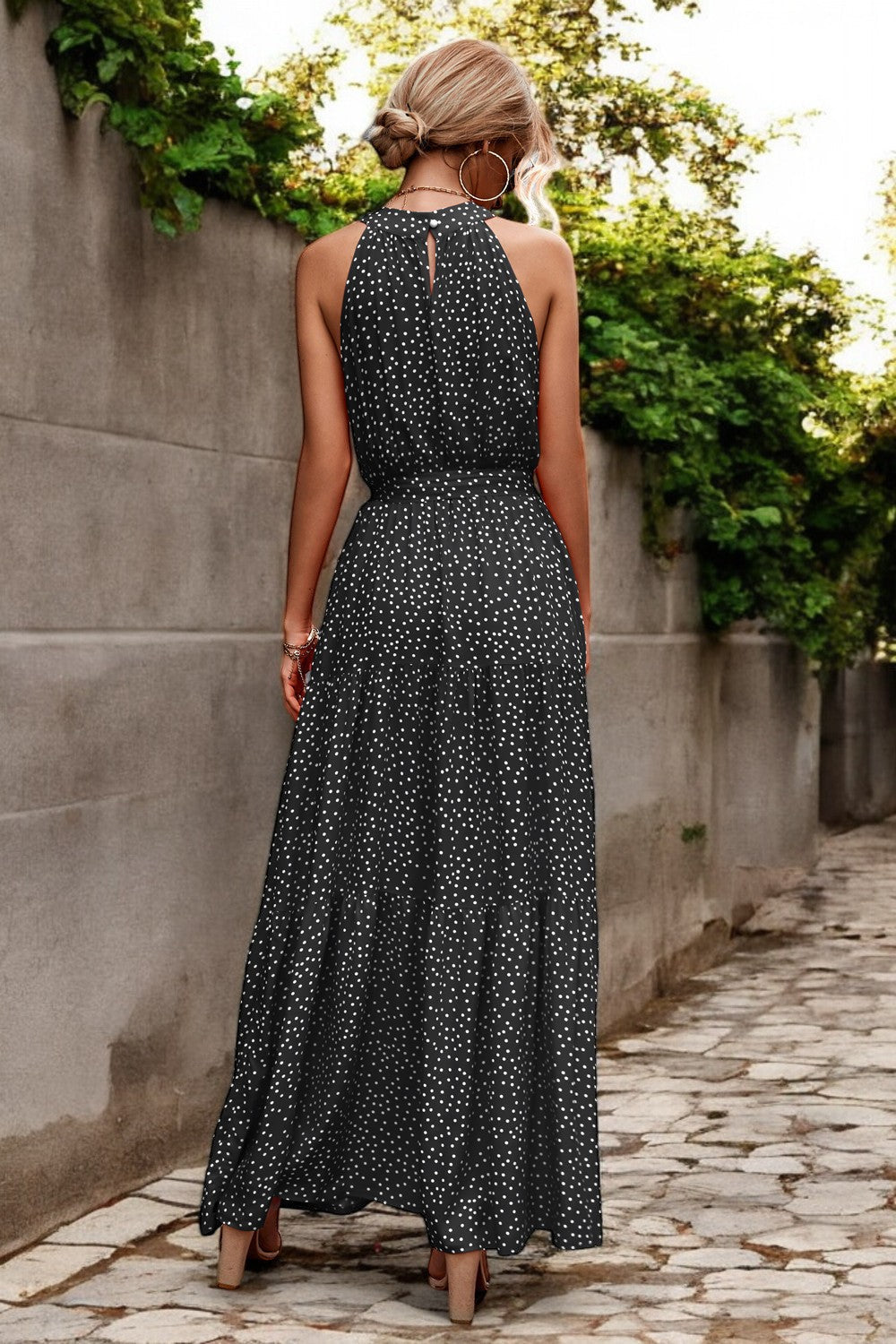 Damen Maxikleid mit Muster & Taillengürtel – Sommerkleid Lang & Luftig – Größe S–XL – Elegant & Bequem
