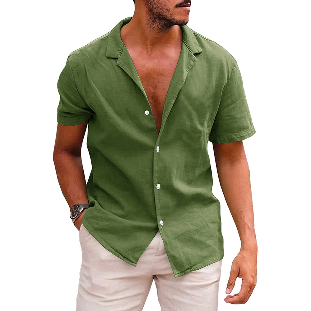 Herren Sommerhemd – Lässig, Atmungsaktiv, Leinen-Optik – Kurzarm, Verschiedene Farben – Größe S–XXL