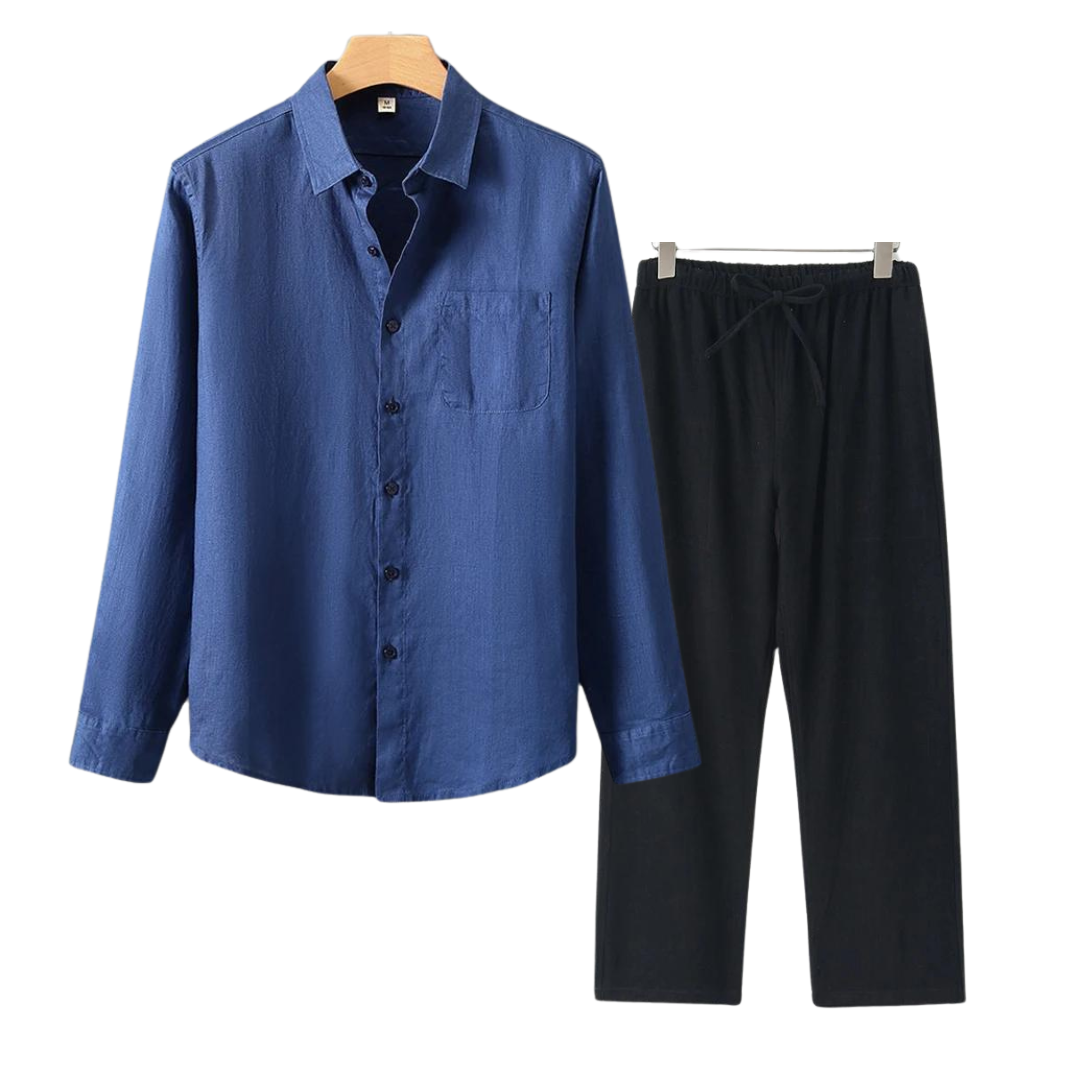 Herren Leinen Set - Old Money Stil - Klassisch & Stilvoll - Hemd und Hose - Verschiedene Farben - Größen S-XXL