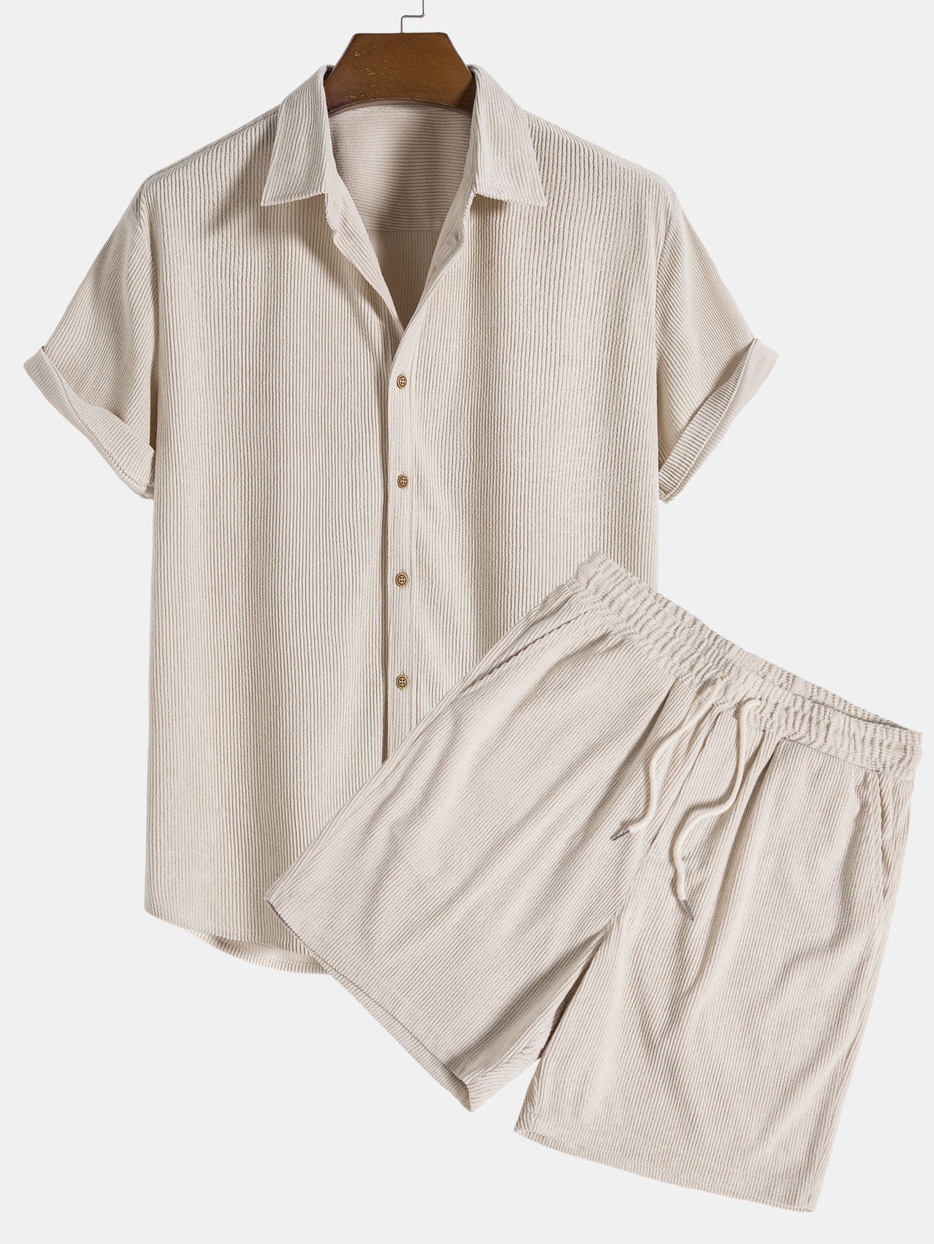 Klaus Herren Sommer-Set – Texturiertes Kurzarmhemd & Shorts – Stilvoll, Bequem & Luftig – Größe S–XXL