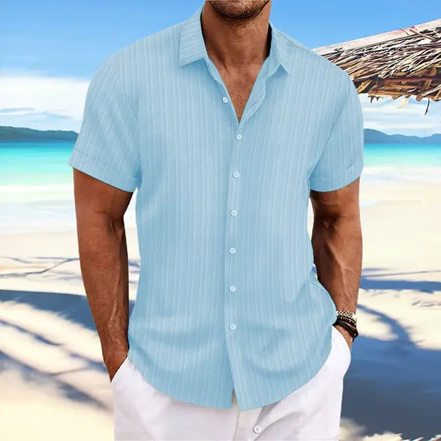 Herren Strandhemd – Klassisch, Leicht & Atmungsaktiv, Baumwolle, Kurzarm – Ideal für Sommer & Urlaub – Größe S–XXL