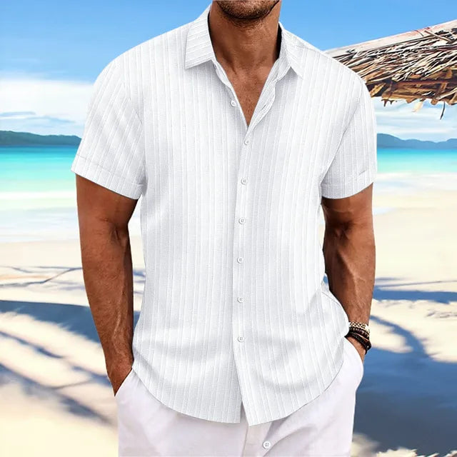 Herren Strandhemd – Klassisch, Leicht & Atmungsaktiv, Baumwolle, Kurzarm – Ideal für Sommer & Urlaub – Größe S–XXL