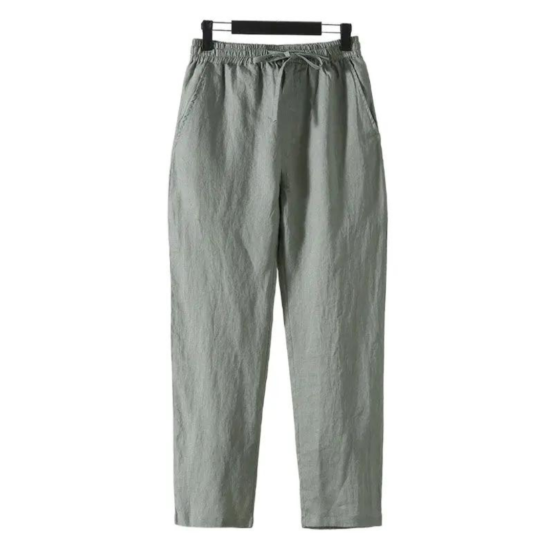Herren Sommerhose - Leicht und Atmungsaktiv - Leinen Stoff - Freizeit & Urlaub - Beige/Grau/Blau/Grün - Größen S-XXL