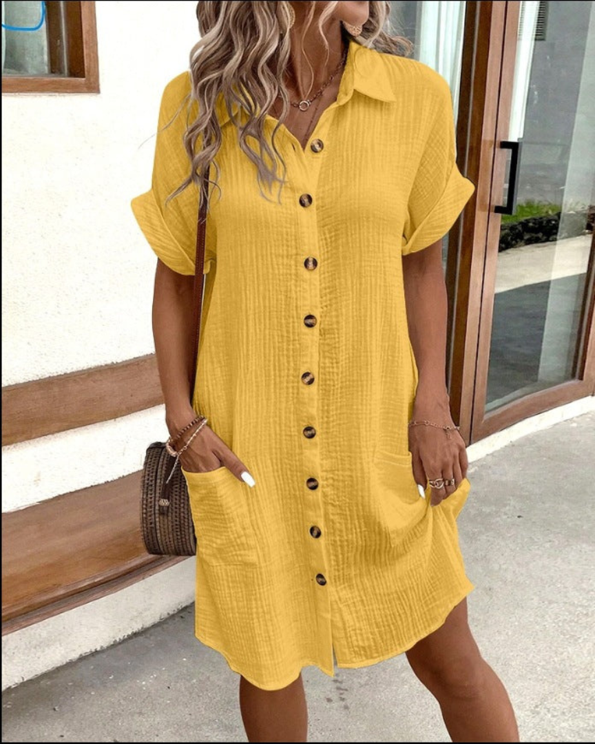 Damen Hemdkleid – Klassisches Design, Bequemer Schnitt – Größe S–3XL – Ideal für Alltag, Freizeit & Sommer