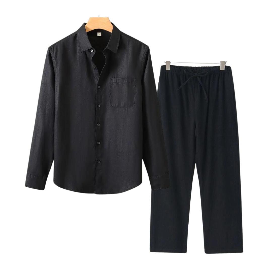 Herren Leinen Set - Old Money Stil - Klassisch & Stilvoll - Hemd und Hose - Verschiedene Farben - Größen S-XXL