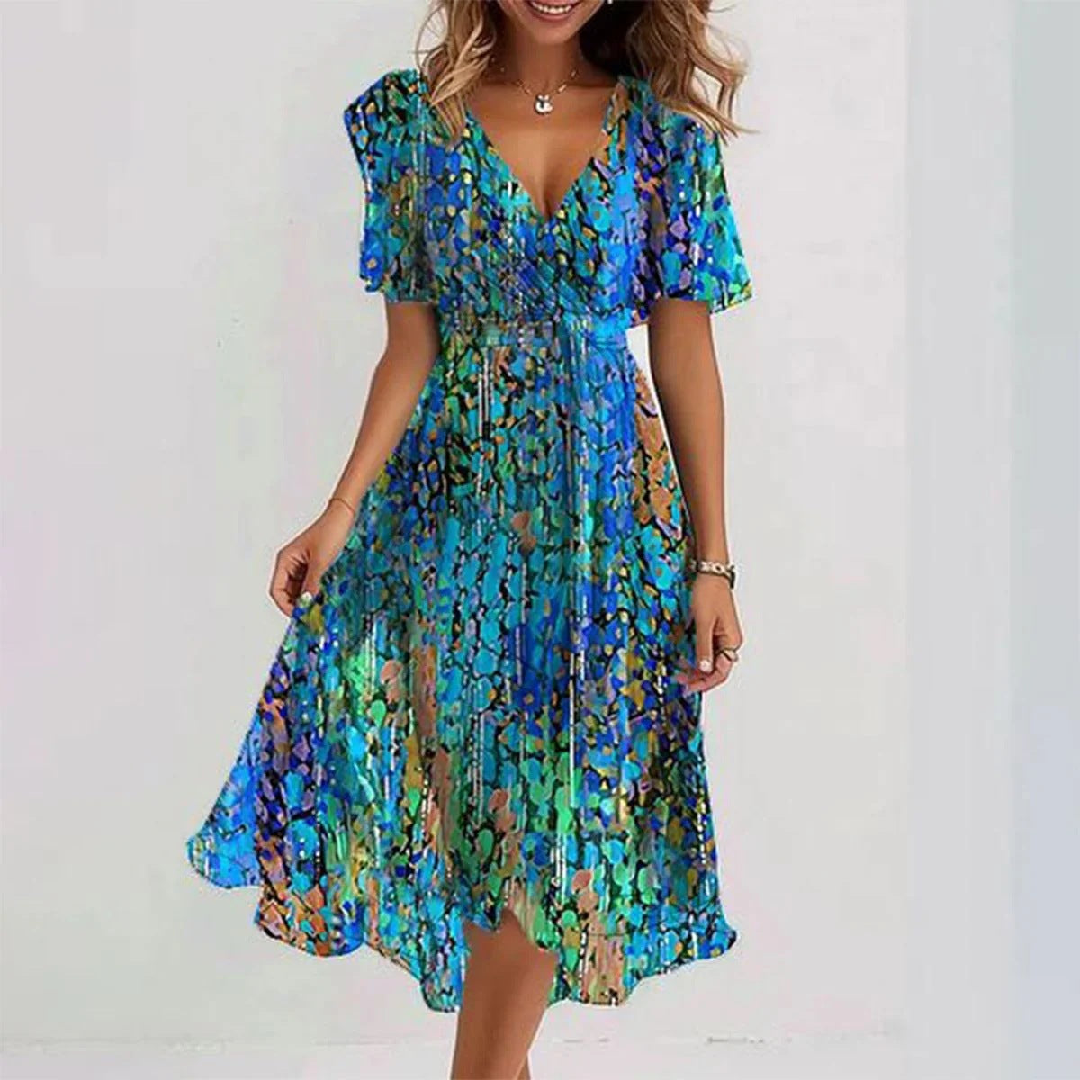 Leichtes und Elegantes Sommerkleid für Damen – Fließender Stoff, Größe S–XXL Perfekt für Urlaub, Events & Freizeit