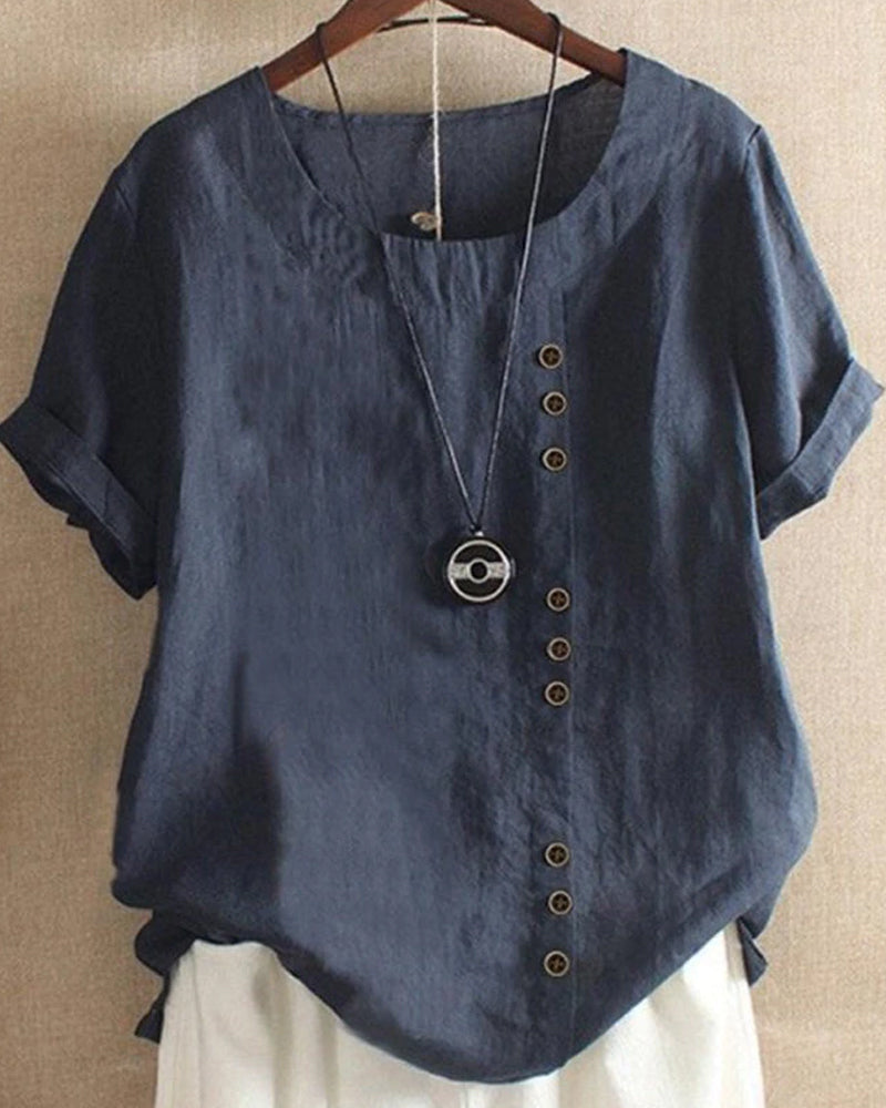 Damen Kurzarm-Bluse – Leichter Stoff, Modischer Schnitt – Größe S–5XL – Ideal für Sommer, Büro & Freizeit