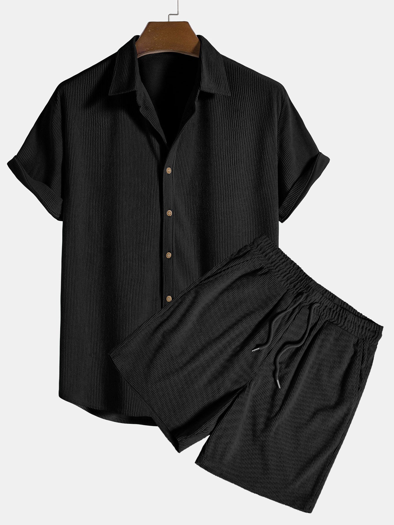 Klaus Herren Sommer-Set – Texturiertes Kurzarmhemd & Shorts – Stilvoll, Bequem & Luftig – Größe S–XXL