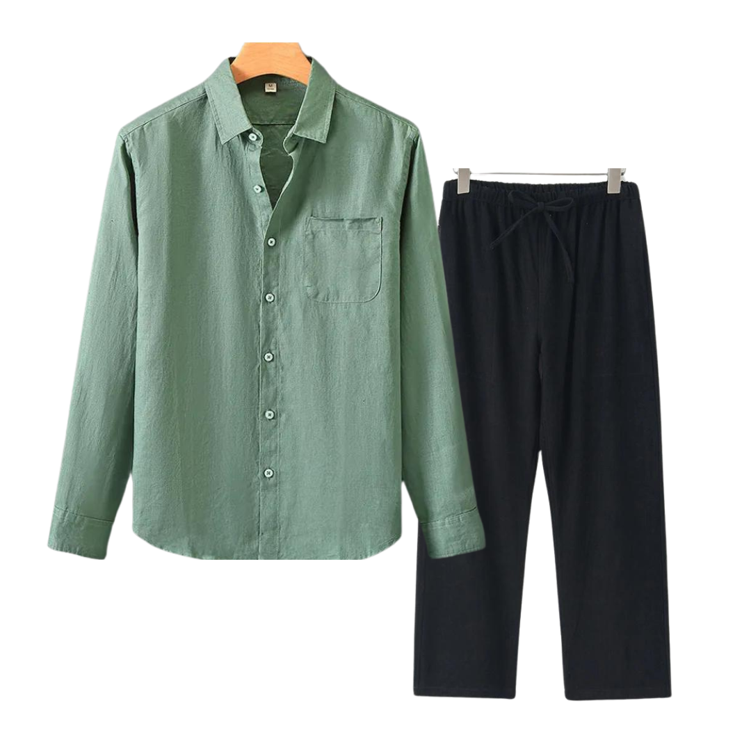 Herren Leinen Set - Old Money Stil - Klassisch & Stilvoll - Hemd und Hose - Verschiedene Farben - Größen S-XXL