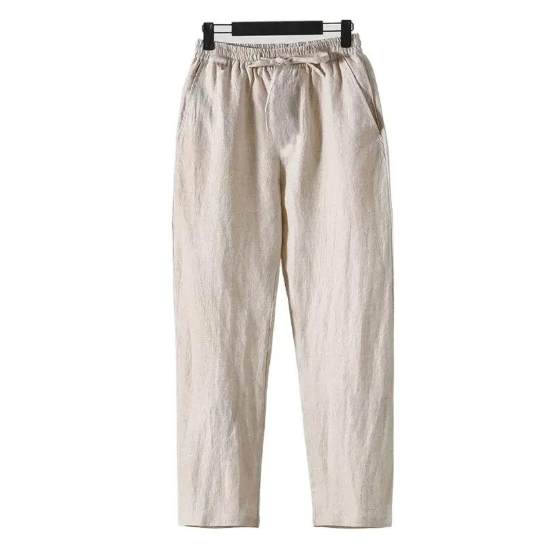 Herren Sommerhose - Leicht und Atmungsaktiv - Leinen Stoff - Freizeit & Urlaub - Beige/Grau/Blau/Grün - Größen S-XXL