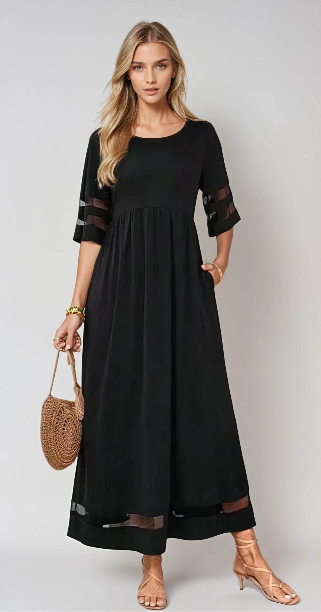 Elegantes Damen Maxikleid – Fließender Stoff, Bodenlang & Leicht – Größe S–3XL – Ideal für Sommer, Hochzeit & Events