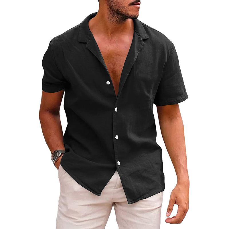 Herren Sommerhemd – Lässig, Atmungsaktiv, Leinen-Optik – Kurzarm, Verschiedene Farben – Größe S–XXL