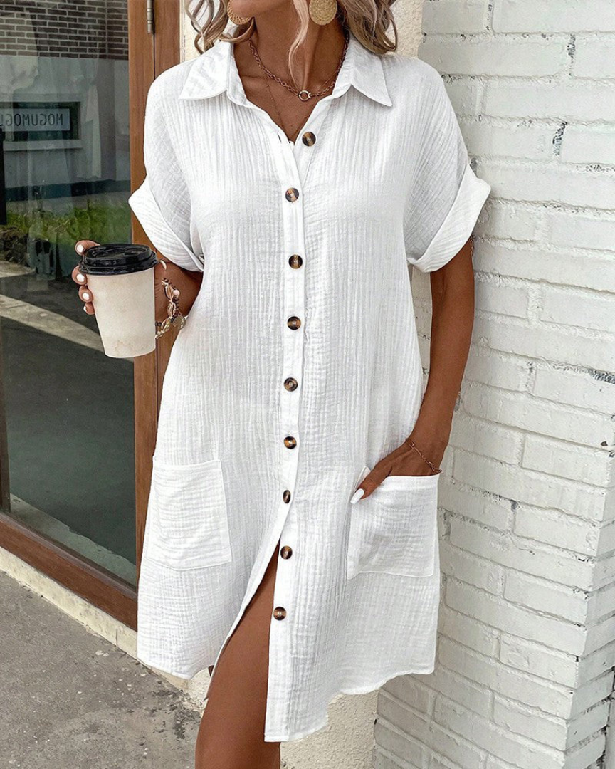 Damen Hemdkleid – Klassisches Design, Bequemer Schnitt – Größe S–3XL – Ideal für Alltag, Freizeit & Sommer