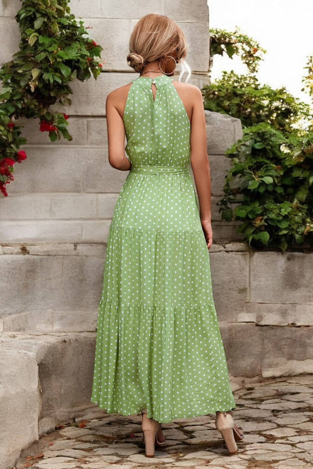 Damen Maxikleid mit Muster & Taillengürtel – Sommerkleid Lang & Luftig – Größe S–XL – Elegant & Bequem