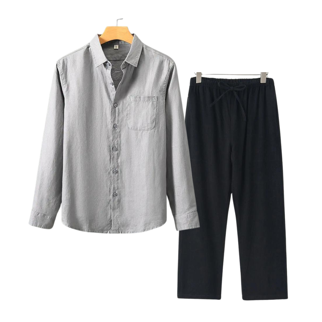 Herren Leinen Set - Old Money Stil - Klassisch & Stilvoll - Hemd und Hose - Verschiedene Farben - Größen S-XXL