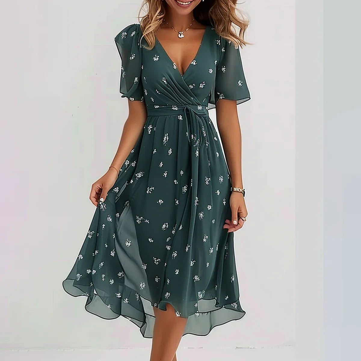 Leichtes und Elegantes Sommerkleid für Damen – Fließender Stoff, Größe S–XXL Perfekt für Urlaub, Events & Freizeit