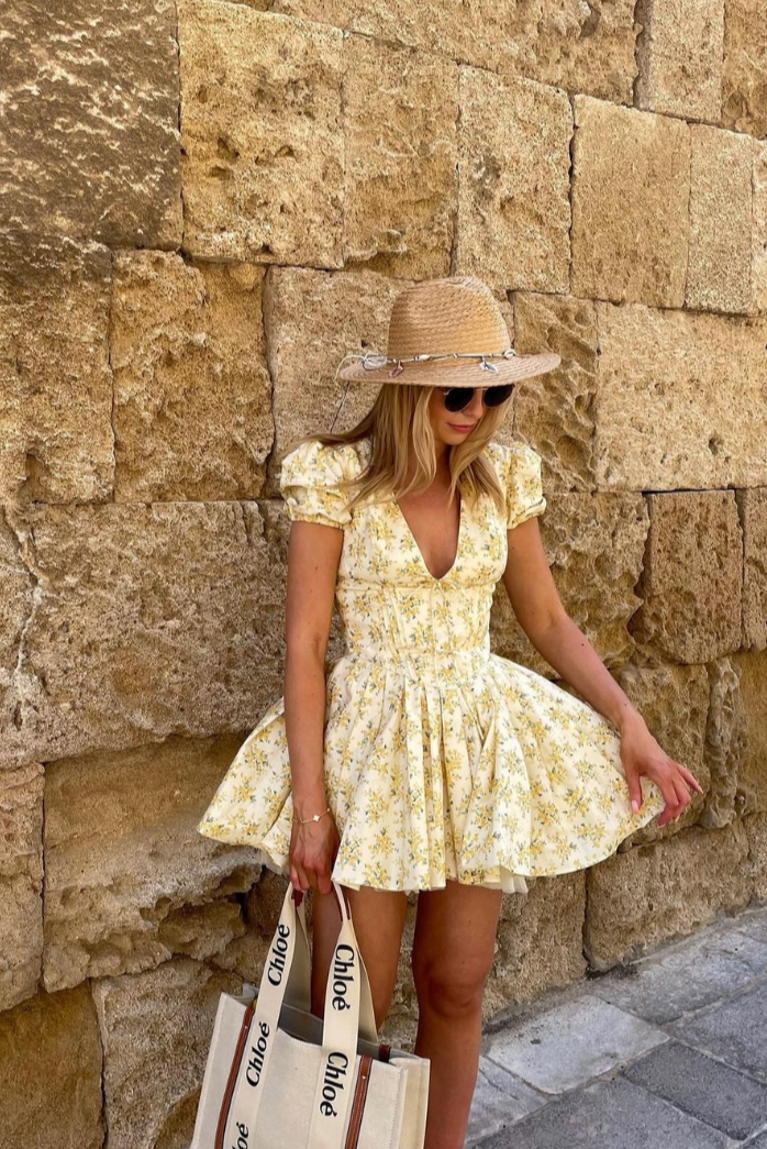 Damen Mini Sommerkleid mit Blumenmuster – Floral Kleid Kurz & Leicht – Größe S–XL – Ideal für Urlaub & Alltag