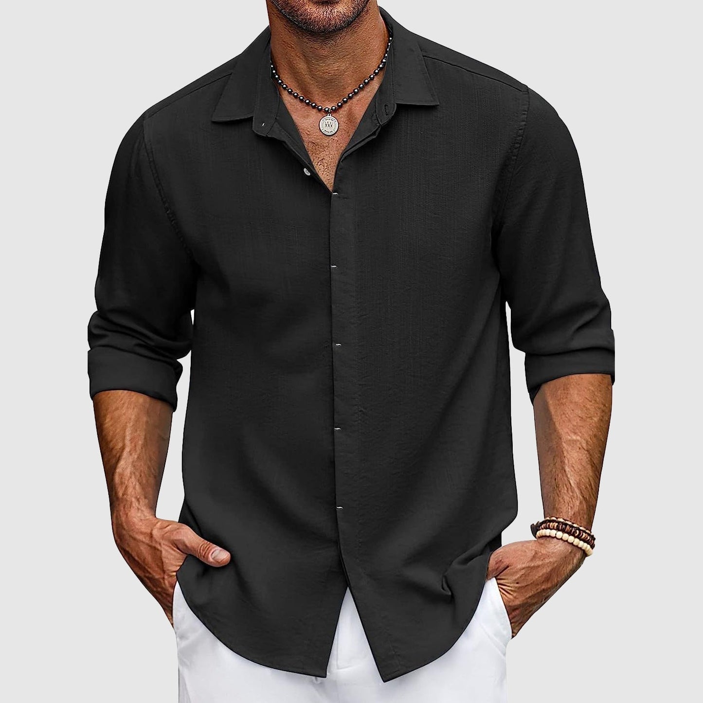 Herren Leinenhemd – Hochwertig & Elegant – 100 % Leinen – Atmungsaktiv & Sommerleicht – Weiß/Beige/Blau/Schwarz – Größe S–XXL