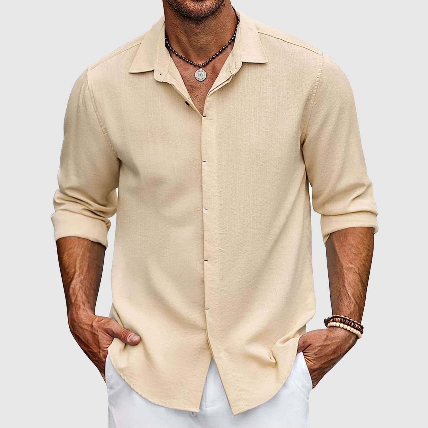Herren Leinenhemd – Hochwertig & Elegant – 100 % Leinen – Atmungsaktiv & Sommerleicht – Weiß/Beige/Blau/Schwarz – Größe S–XXL