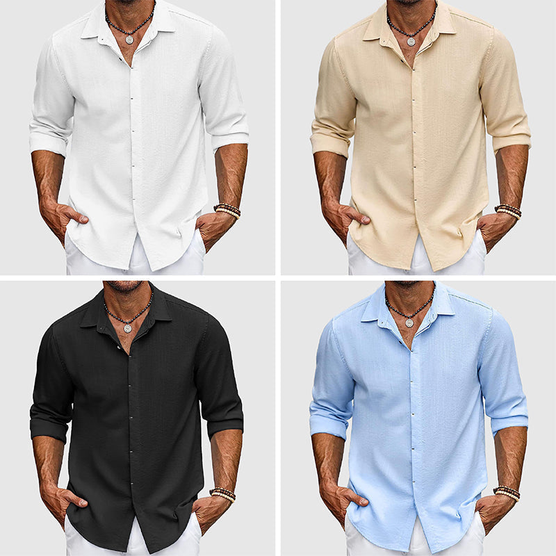 Herren Leinenhemd – Hochwertig & Elegant – 100 % Leinen – Atmungsaktiv & Sommerleicht – Weiß/Beige/Blau/Schwarz – Größe S–XXL