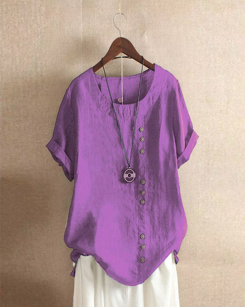 Damen Kurzarm-Bluse – Leichter Stoff, Modischer Schnitt – Größe S–5XL – Ideal für Sommer, Büro & Freizeit