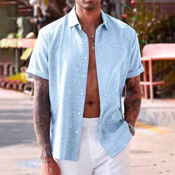 Sommer Hemd für Herren – Button-up Design, Leichter Stoff, Kurzarm – Größe S–XXL – Perfekt für Sommer, Freizeit & Urlaub