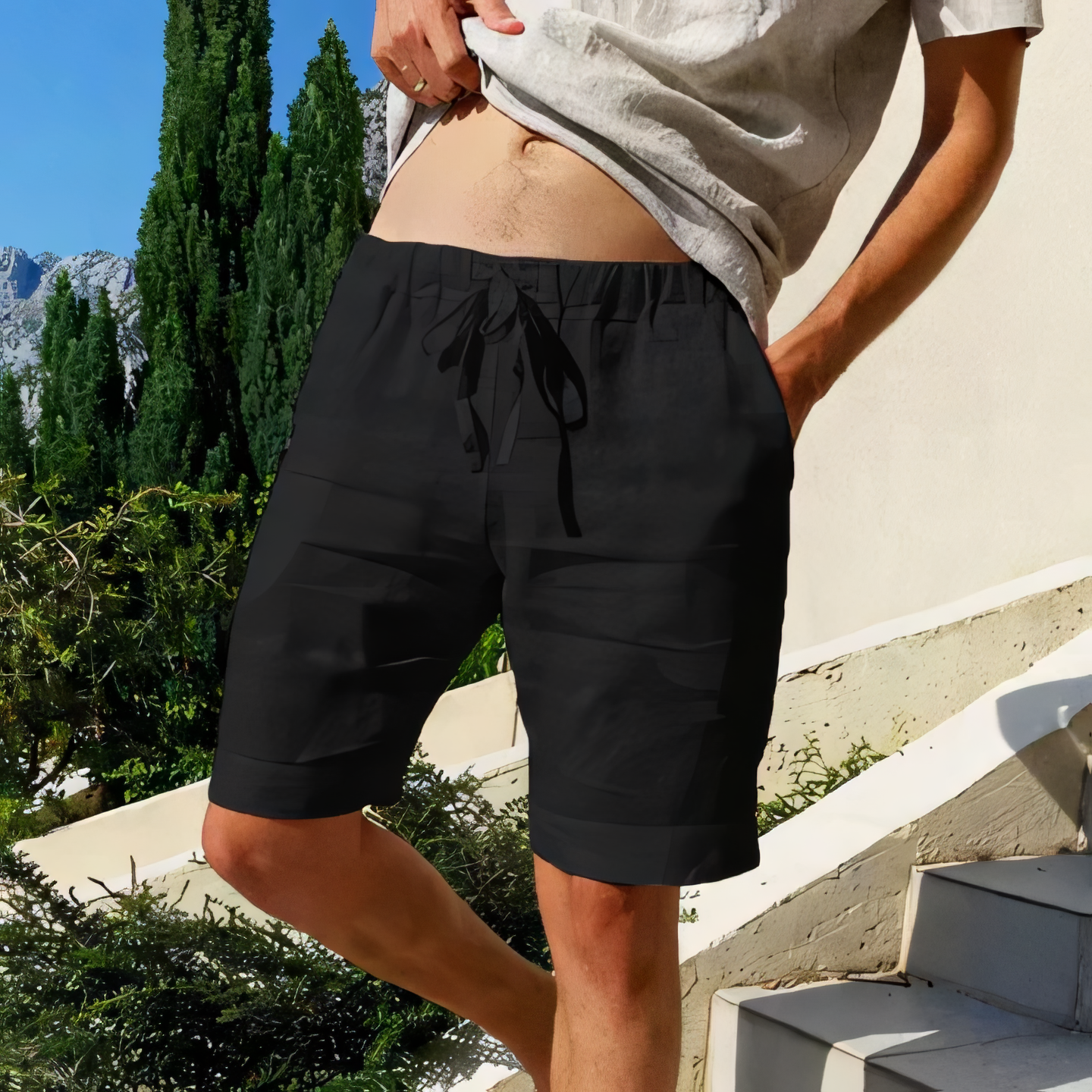 Herren Shorts - Lockere Freizeit Kurze Hose - Atmungsaktiv, Leicht, Sommer - Grau - Größe S-XXL