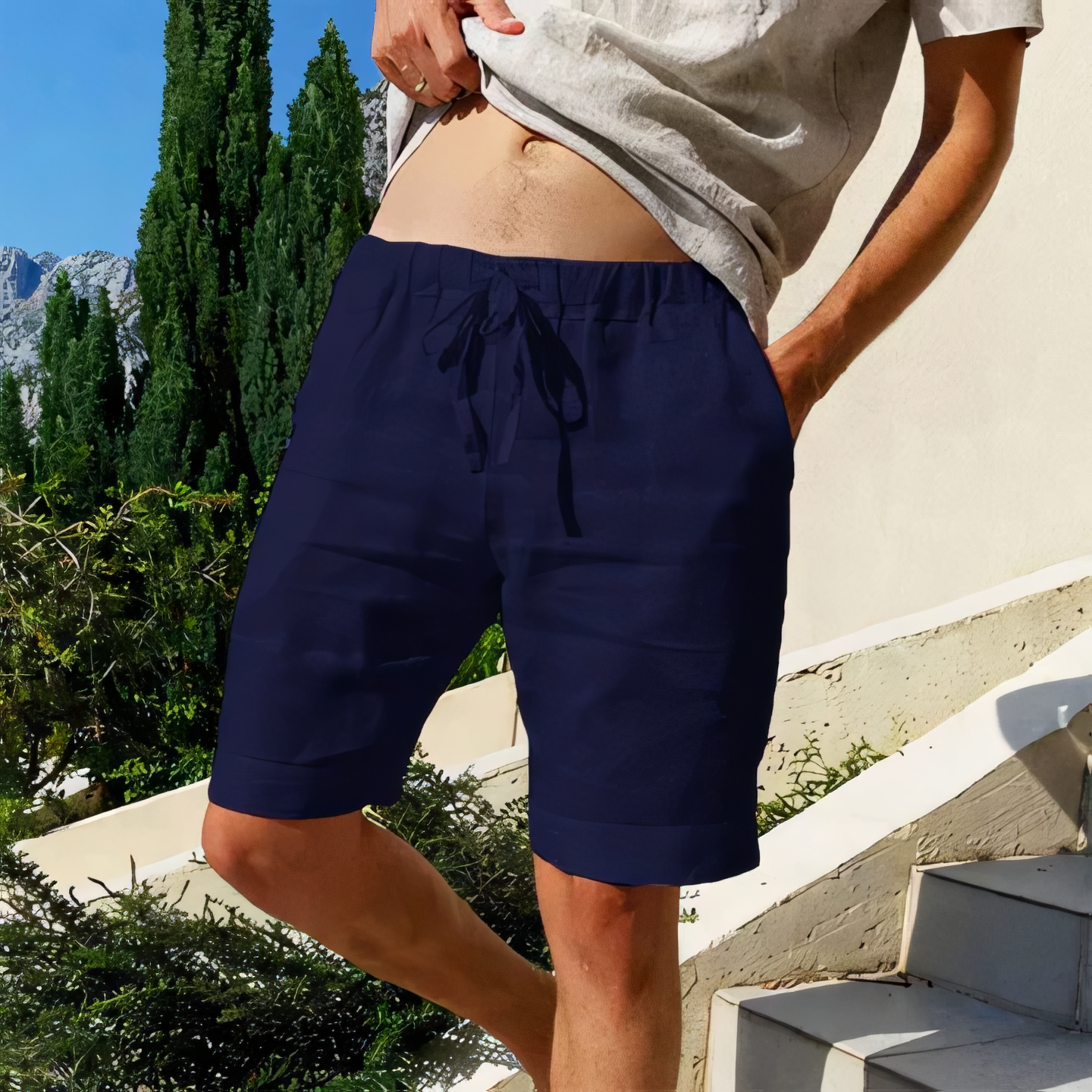 Herren Shorts - Lockere Freizeit Kurze Hose - Atmungsaktiv, Leicht, Sommer - Grau - Größe S-XXL