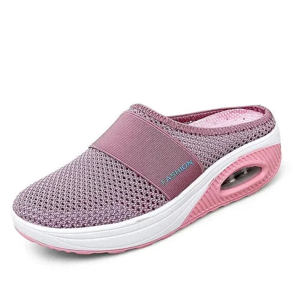 Orthopädische Damenhausschuhe mit Luftpolster – Atmungsaktiv & Rutschfest – Bequemes Fußbett – Beige – Größe 36–42