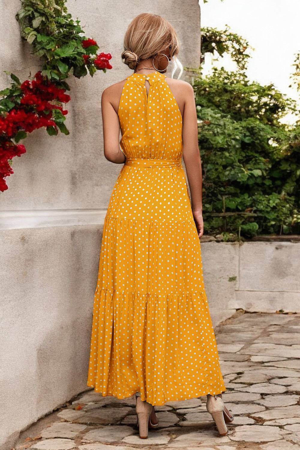 Damen Maxikleid mit Muster & Taillengürtel – Sommerkleid Lang & Luftig – Größe S–XL – Elegant & Bequem
