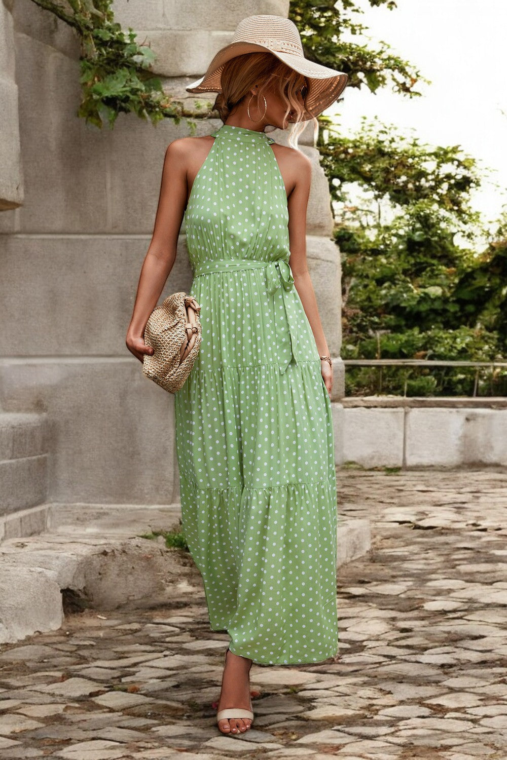 Damen Maxikleid mit Muster & Taillengürtel – Sommerkleid Lang & Luftig – Größe S–XL – Elegant & Bequem