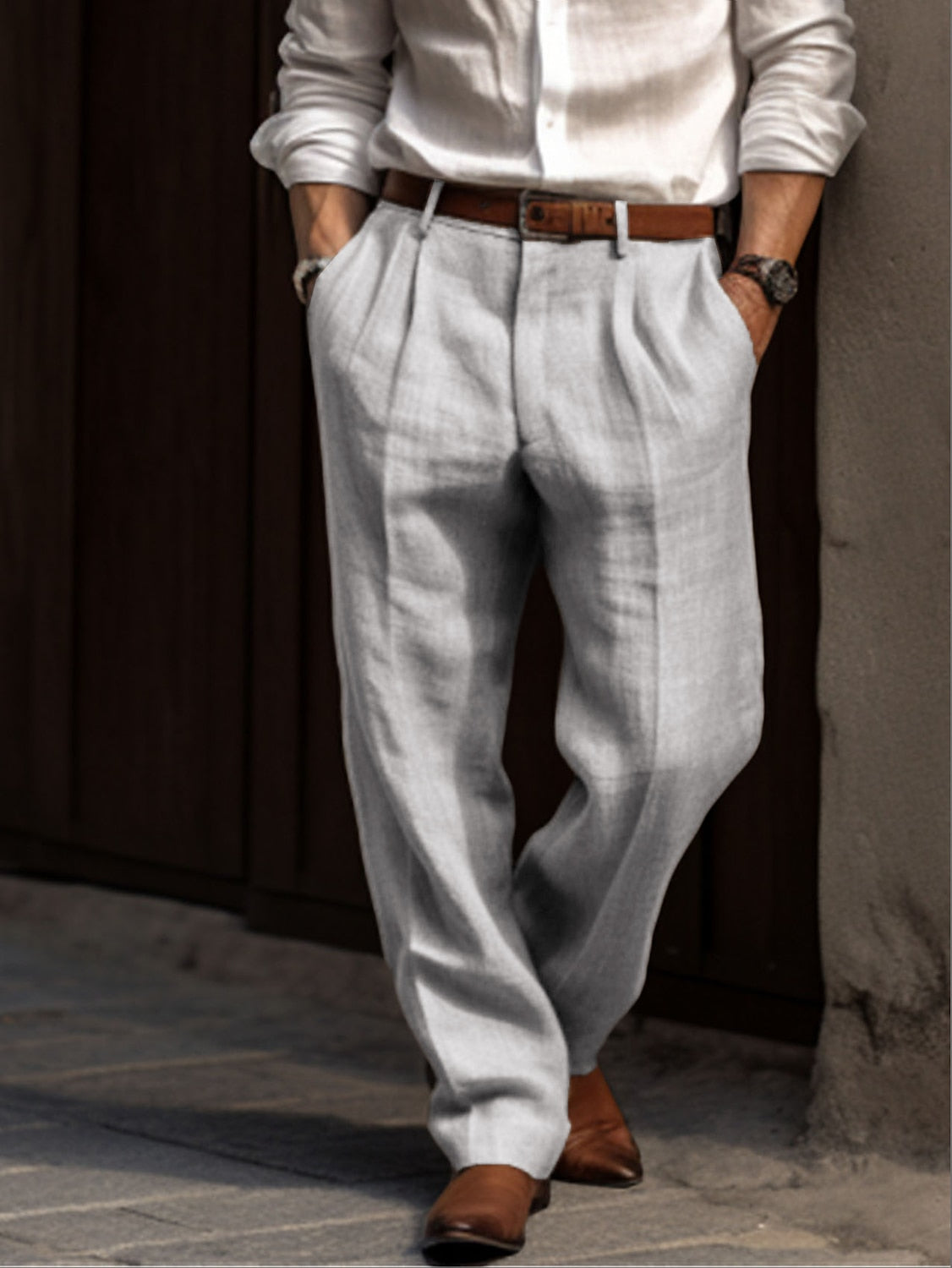 "Plissierte Herren Leinenhose – Leicht, Atmungsaktiv & Stilvoll – Ideal für Sommer, Freizeit & Urlaub – Größe S–XXL