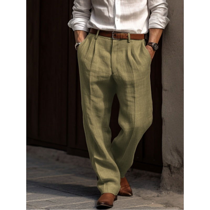 "Plissierte Herren Leinenhose – Leicht, Atmungsaktiv & Stilvoll – Ideal für Sommer, Freizeit & Urlaub – Größe S–XXL