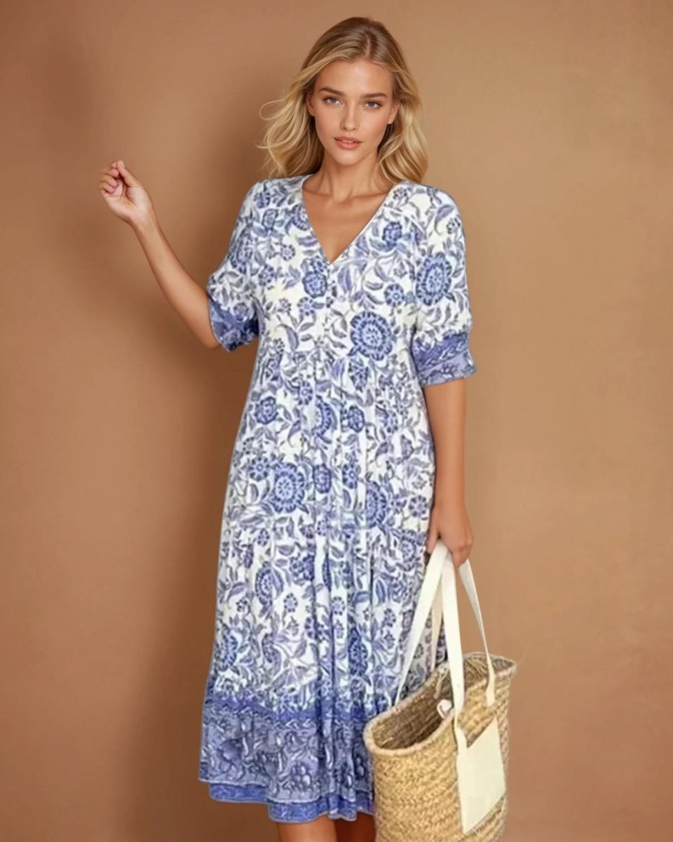 Luftiges Boho-Maxikleid – Sommerkleid mit lockerem Schnitt & Muster – Atmungsaktiv & Femininer Stil – Größe S–XL
