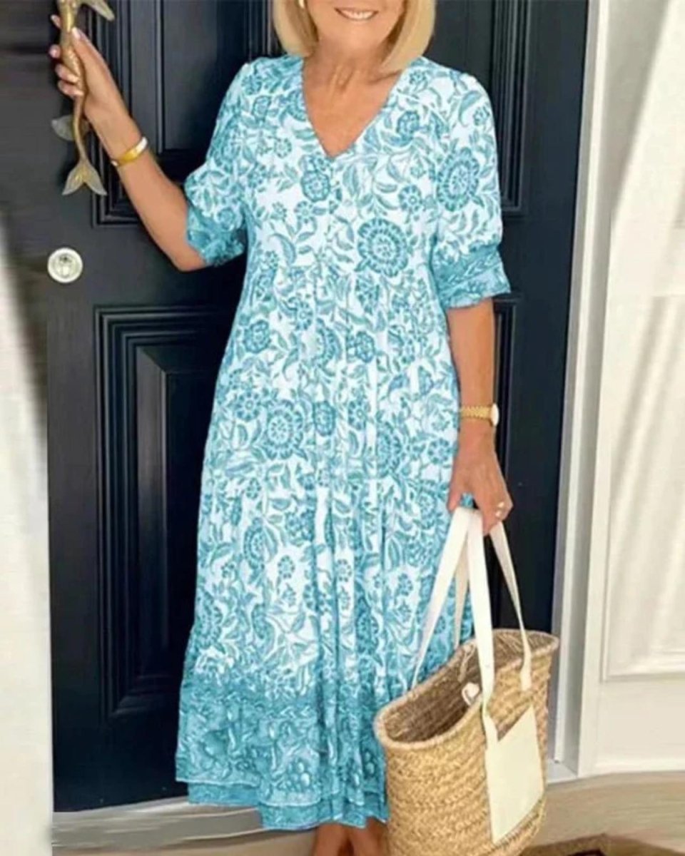 Luftiges Boho-Maxikleid – Sommerkleid mit lockerem Schnitt & Muster – Atmungsaktiv & Femininer Stil – Größe S–XL