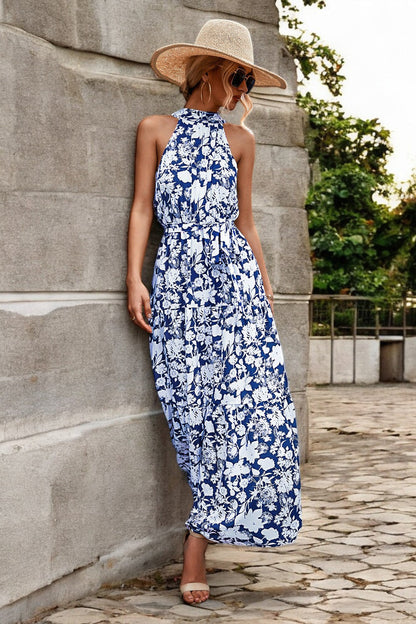 Damen Maxikleid mit Muster & Taillengürtel – Sommerkleid Lang & Luftig – Größe S–XL – Elegant & Bequem