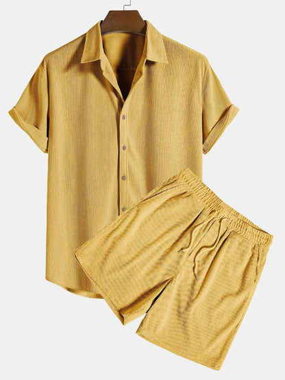Klaus Herren Sommer-Set – Texturiertes Kurzarmhemd & Shorts – Stilvoll, Bequem & Luftig – Größe S–XXL