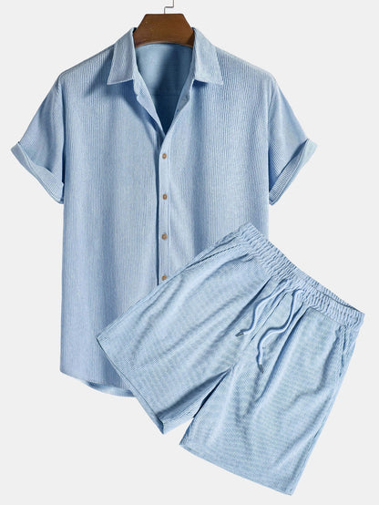 Klaus Herren Sommer-Set – Texturiertes Kurzarmhemd & Shorts – Stilvoll, Bequem & Luftig – Größe S–XXL