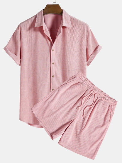 Klaus Herren Sommer-Set – Texturiertes Kurzarmhemd & Shorts – Stilvoll, Bequem & Luftig – Größe S–XXL