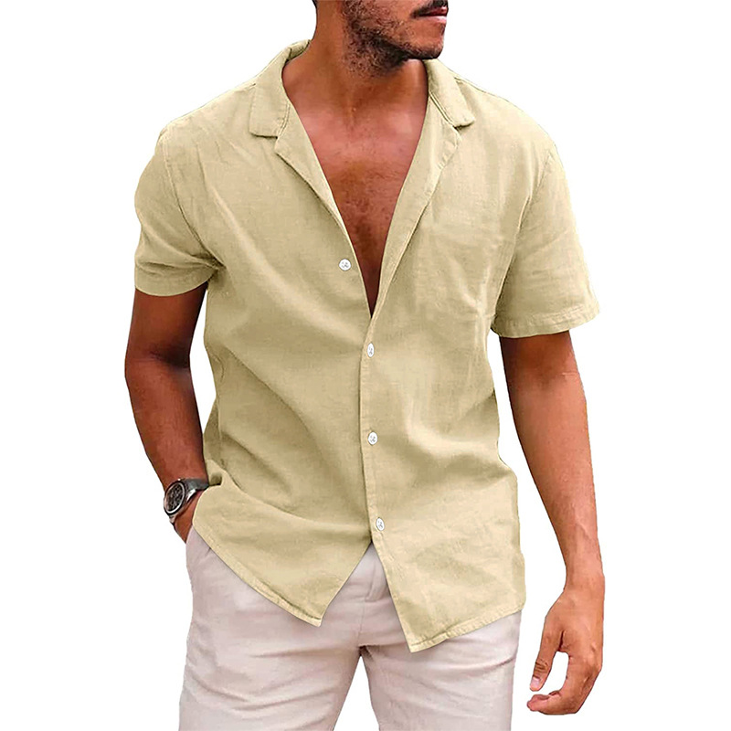 Herren Sommerhemd – Lässig, Atmungsaktiv, Leinen-Optik – Kurzarm, Verschiedene Farben – Größe S–XXL