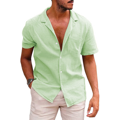 Herren Sommerhemd – Lässig, Atmungsaktiv, Leinen-Optik – Kurzarm, Verschiedene Farben – Größe S–XXL