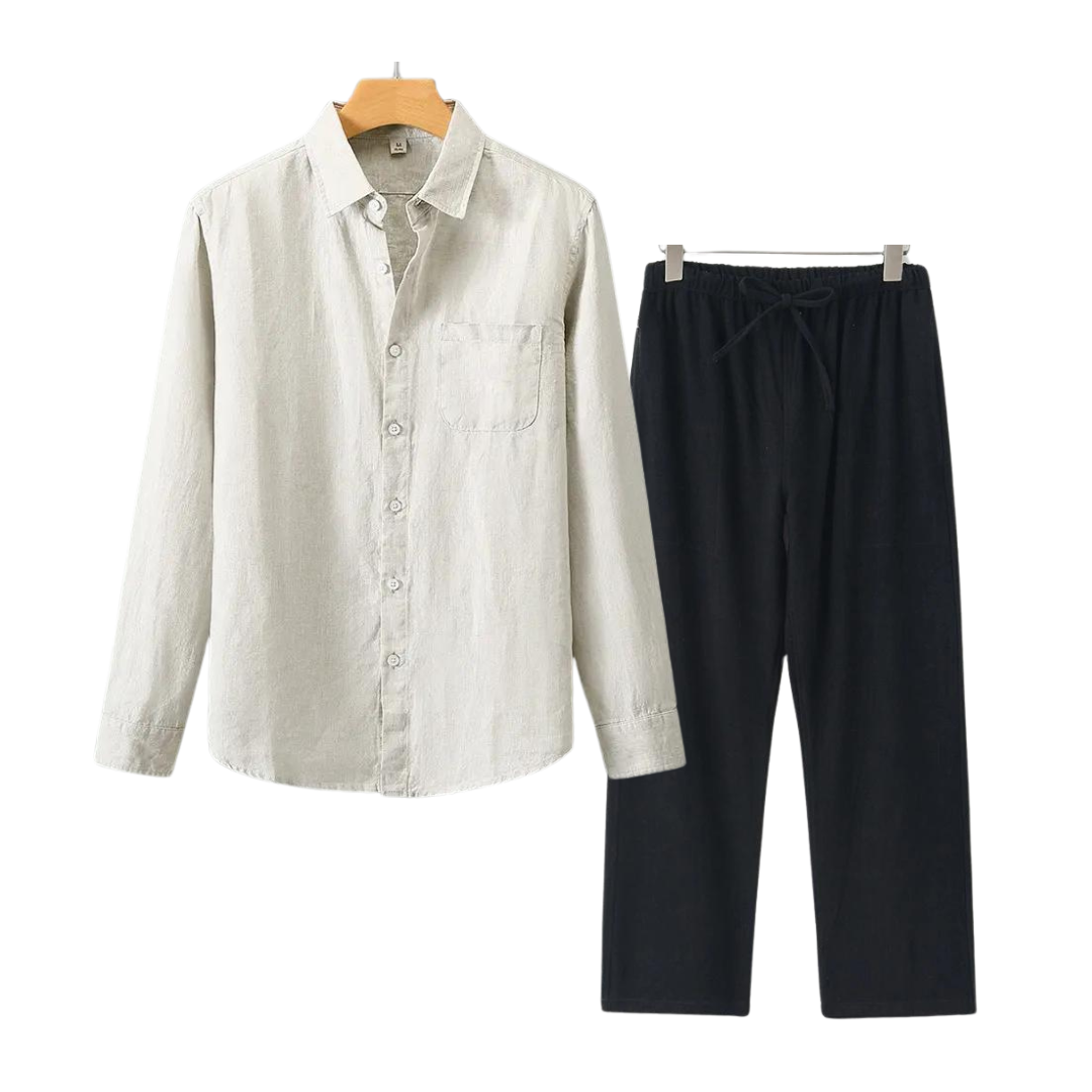 Herren Leinen Set - Old Money Stil - Klassisch & Stilvoll - Hemd und Hose - Verschiedene Farben - Größen S-XXL