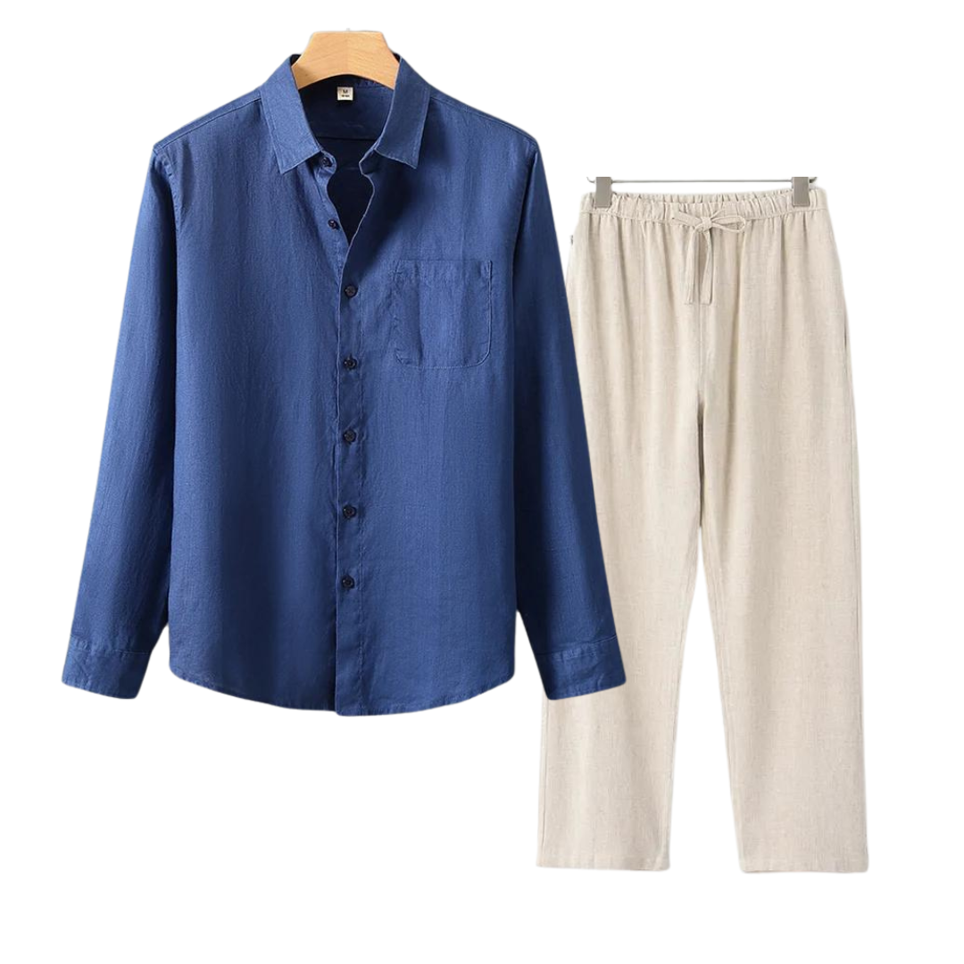 Herren Leinen Set - Old Money Stil - Klassisch & Stilvoll - Hemd und Hose - Verschiedene Farben - Größen S-XXL