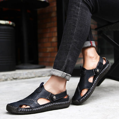 Herrensandalen aus Echtleder – Weich, Atmungsaktiv & Bequem – Sommer-Sandalen für Freizeit & Alltag – Größe 40–48