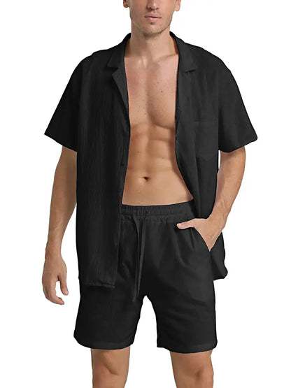 Zweiteiliges Leinen-Set für Herren – Hemd & Hose – Atmungsaktiv, Stilvoll & Sommerlich – Größe S–2XL – Ideal für Urlaub & Alltag