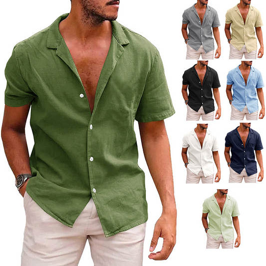 Herren Sommerhemd – Lässig, Atmungsaktiv, Leinen-Optik – Kurzarm, Verschiedene Farben – Größe S–XXL